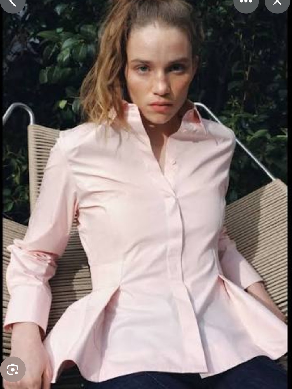 Zara Light Pink Peplum Button-Down Shirt